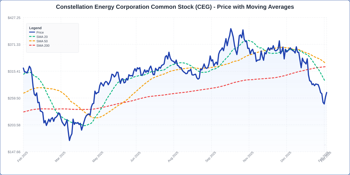 Price with Moving Averages Chart for CEG - Chart ID price-ma-CEG-1770661165791-rafsxpkp9